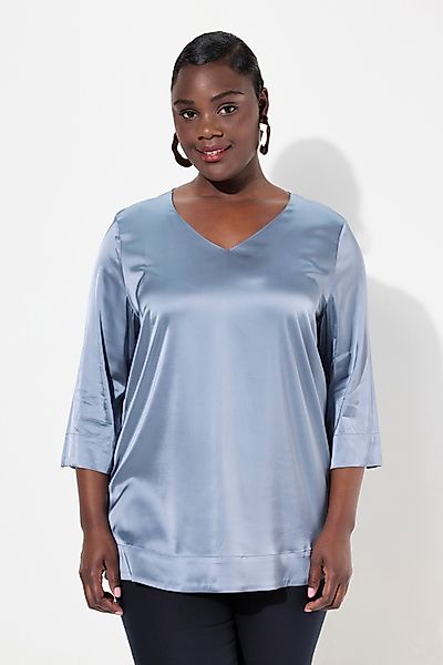 Ulla Popken Druckbluse Blusenshirt Satin Boxy günstig online kaufen