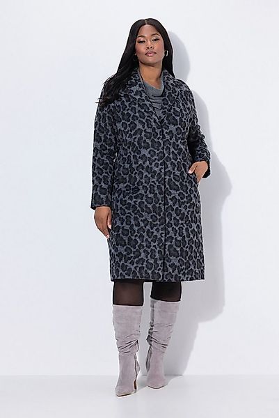 Ulla Popken Wintermantel Mantel Leomuster Reverskragen Raglan-Langarm günstig online kaufen