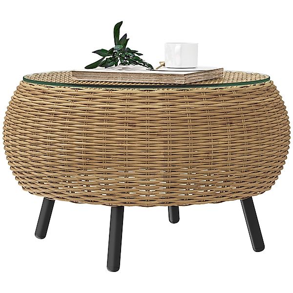 Outsunny Gartentisch mit Glas Tischplatte (Beistelltisch günstig online kaufen