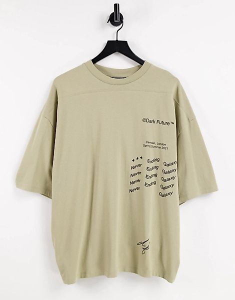 ASOS – Dark Future – Oversize T-Shirt aus schwerem Jersey in neutralem Farb günstig online kaufen