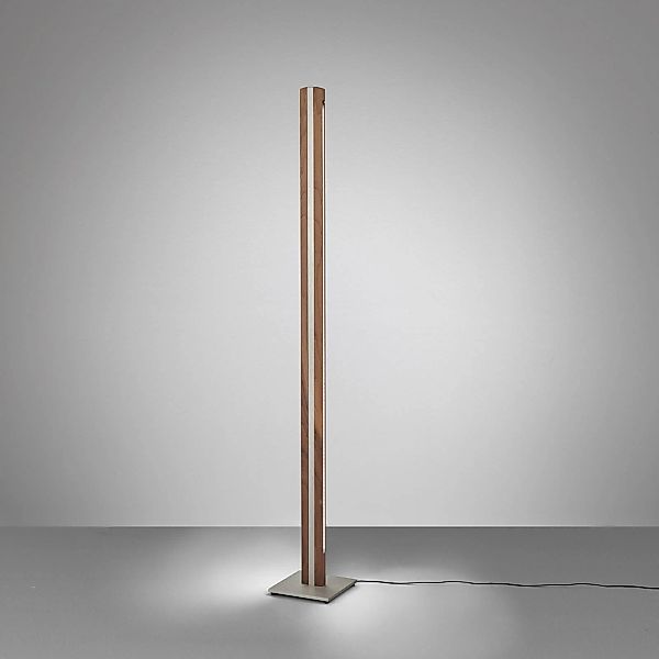 Quitani LED-Stehleuchte Elis, nussbaum/nickel günstig online kaufen