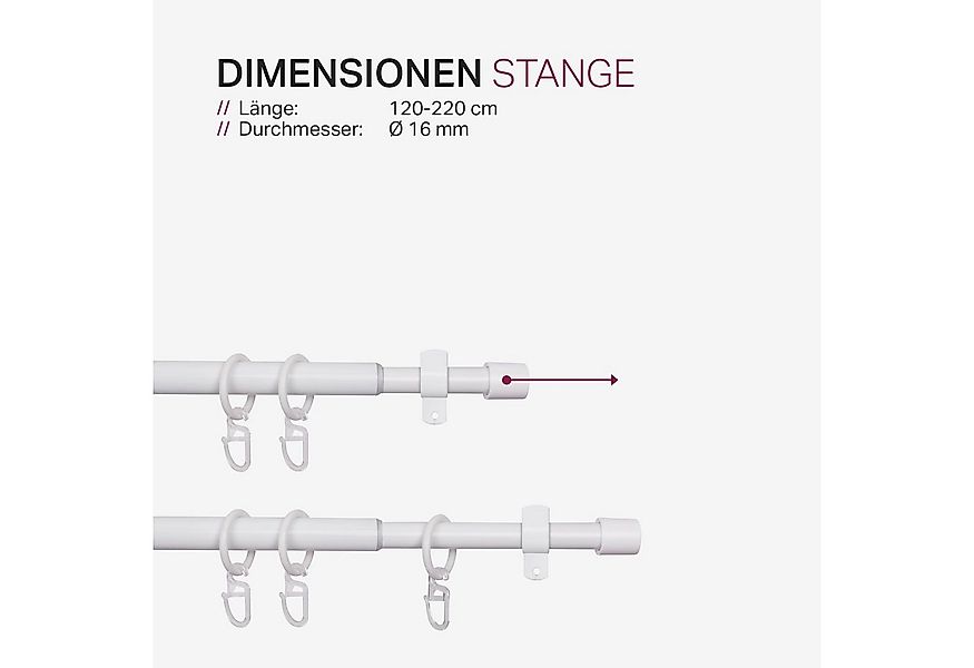 Bestlivings Gardinenstange Set mit dekorativen Endstücken, Ø 16 mm, 1-läufi günstig online kaufen