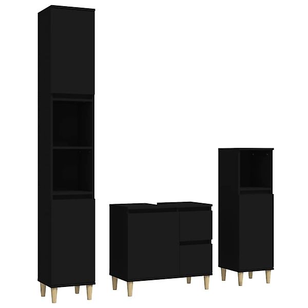 vidaXL 3-tlg. Badmöbel-Set Schwarz Holzwerkstoff Modell 9 günstig online kaufen