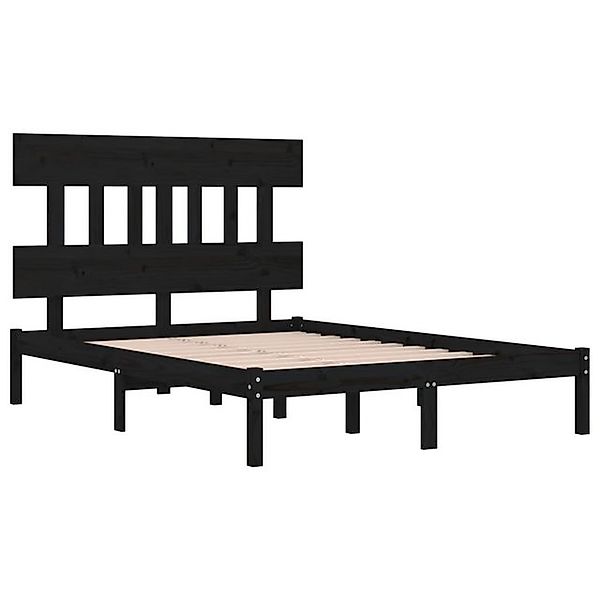 vidaXL Bettgestell Massivholzbett Schwarz 200x200 cm Bett Bettgestell günstig online kaufen