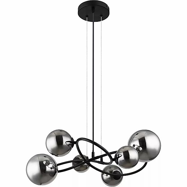 Globo LED-Pendelleuchte 6-flammig Riha Metall Schwarz Matt günstig online kaufen