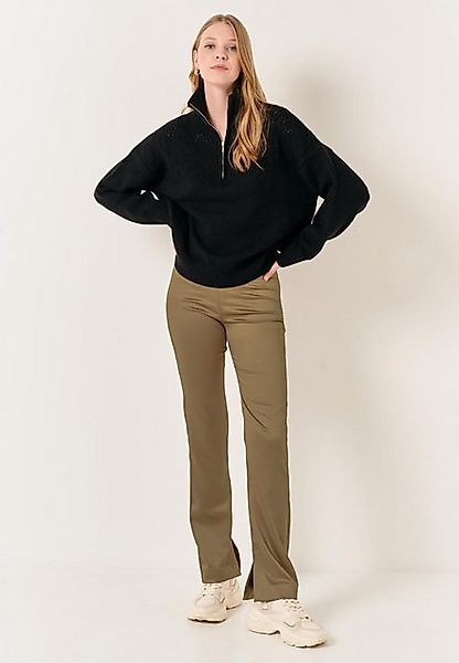 Jimmy Key Strickhose Elegante Satinhose mit hoher Taille und geradem Bein günstig online kaufen