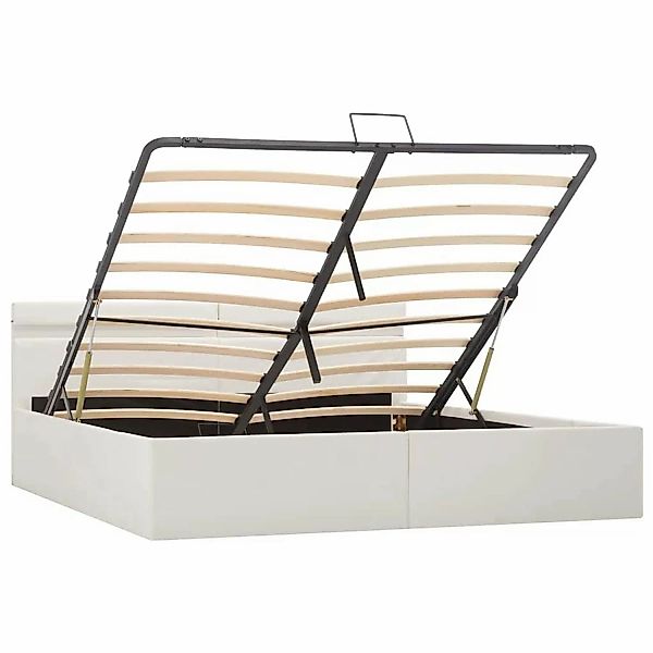 vidaXL Stauraumbett Hydraulisch mit LED Weiß Kunstleder 180x200 cm619313 günstig online kaufen