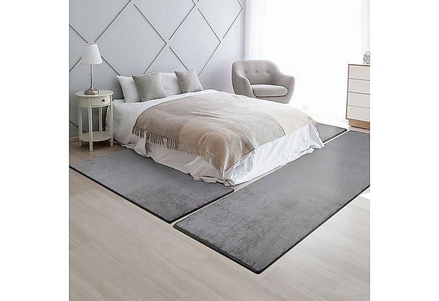 Floordirekt Hochflor-Bettumrandung Sundae Silber 73, 3 Größen, Teppichläufe günstig online kaufen