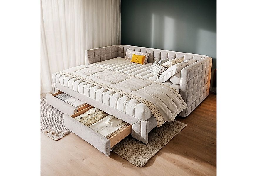 REDOM Daybett mit Stauraum & ausziehbarem Design (Polsterbett Funktionsbett günstig online kaufen