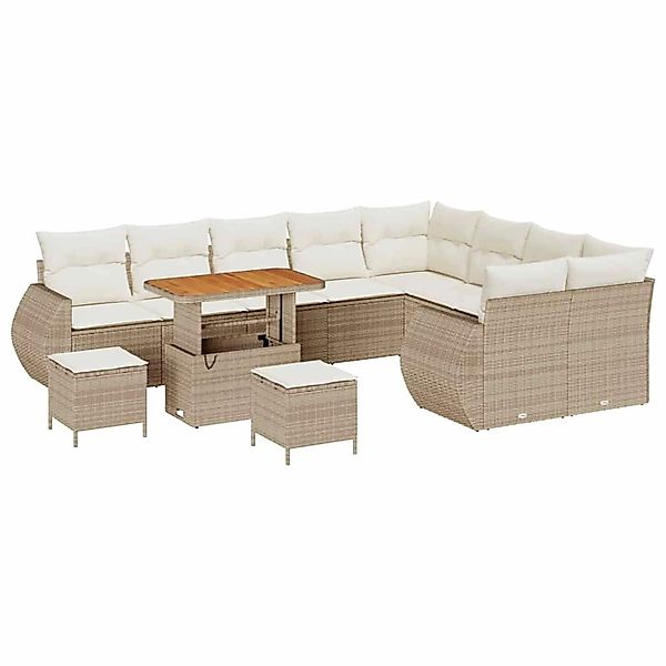 vidaXL Garten-Sofa-Set 12-Tlg Beige Poly Rattan 3361916 günstig online kaufen