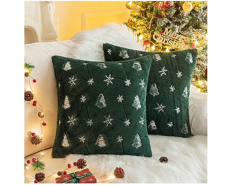 Qelus Kissenbezüge Kissenbezug Weihnachtsbaum Schneeflocke Bestickt Kissenb günstig online kaufen