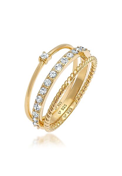 Elli Solitärring Kristalle Ringset (3 tlg) günstig online kaufen