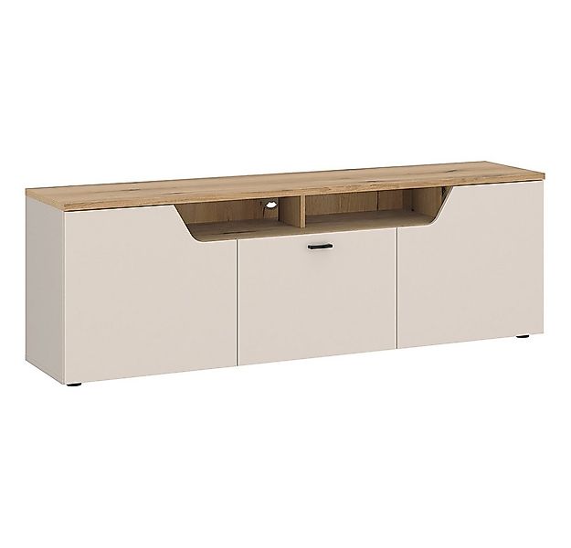 Lomadox Lowboard CARMONA-129, 165 cm breit in Kaschmir & Eiche, 2 Türen & 1 günstig online kaufen