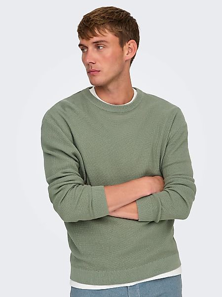 Only & Sons Herren Pullover ONSTONY DS 12 LS WAFFLE CREW KNIT - Regular Fit günstig online kaufen