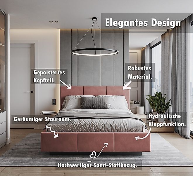 thematys Polsterbett Stauraumbett aus Velours 90x200, günstig online kaufen