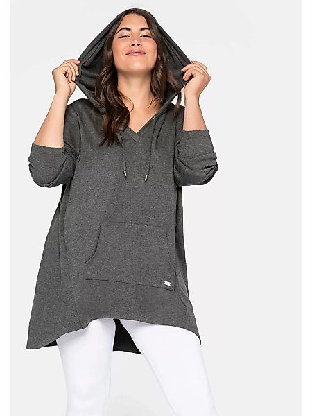 Sheego Longshirt "Große Größen", mit Kängurutasche, im Vokuhila-Schnitt günstig online kaufen