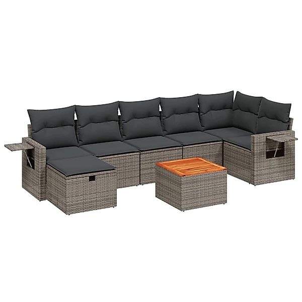 vidaXL 8-Tlg Garten-Sofagarnitur mit Kissen Grau Poly Rattan 3264959 günstig online kaufen