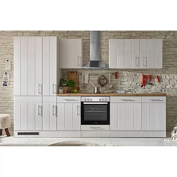 Respekta Premium Küchenzeile Landhaus 310 cm Lärche Weiß matt günstig online kaufen