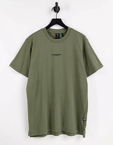 G-Star – T-Shirt mit mittigem Logo in Khaki-Grün günstig online kaufen