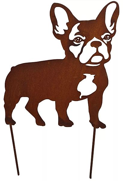 Gartenstecker Hund Bulldogge Edelrost Gartendeko 20cm Metall günstig online kaufen