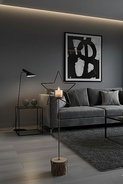 Stilvolles Eisen-Windlicht Stern auf Holzfuß, Höhe 90 cm günstig online kaufen