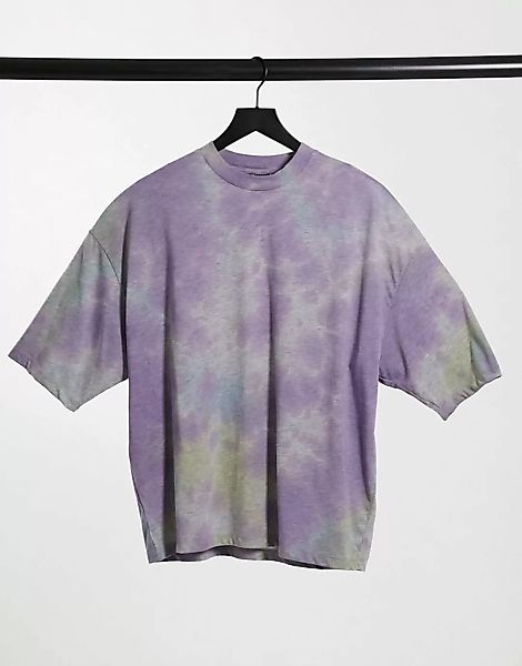 ASOS DESIGN – Oversized-T-Shirt mit halblangen Ärmeln und Batikmuster in Ka günstig online kaufen