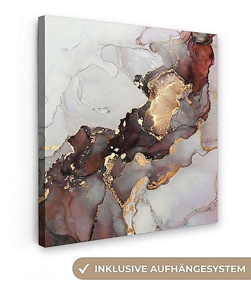 OneMillionCanvasses® Leinwandbild Rot - Marmor - Gold, Fotodruck (1 St), Wa günstig online kaufen