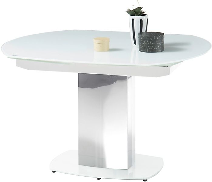 Stolkom Esstisch »Jackson Glastisch Weiß, Tisch ausziehbar, BxHxT 130-190x7 günstig online kaufen