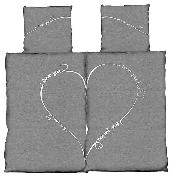 One Home Partnerbettwäsche Love you, Mikrofaser, günstig online kaufen