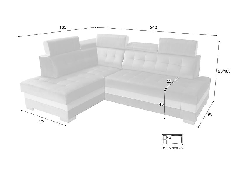 robin Ecksofa Paris Schlafsofa L-Form sofa günstig online kaufen