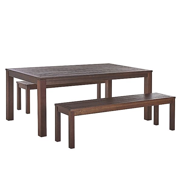 Beliani Gartentisch Set TUSCANIA Dunkler Holzfarbton 100x180x73 günstig online kaufen