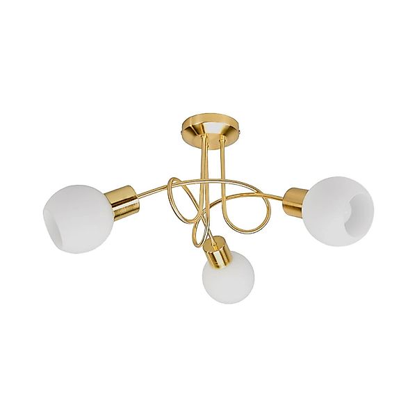 Lindby Deckenlampe Elaina, Ø52cm, 3-flg., messing, Glas, E14 günstig online kaufen