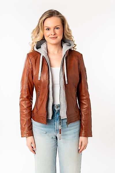 Mauritius Lederjacke "MWAleni" mit Kapuze mit Jerseykapuze und Stehkragen günstig online kaufen