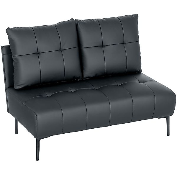 HOMCOM Zweisitzer Sofa aus Kunstleder, Modernes Gepolstertes Sofa mit Knopf günstig online kaufen