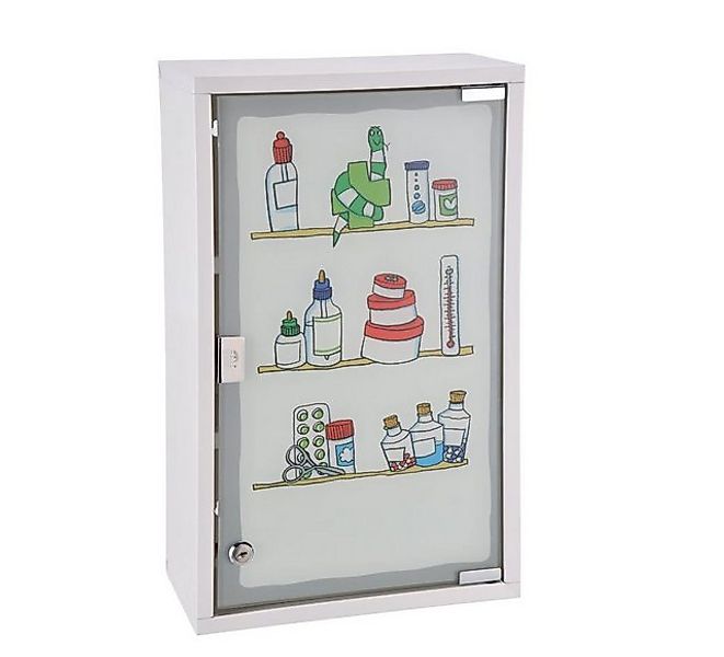 Spetebo Medizinschrank XXL Metall Medizinschrank Glastür bunt - 50x30 cm (S günstig online kaufen