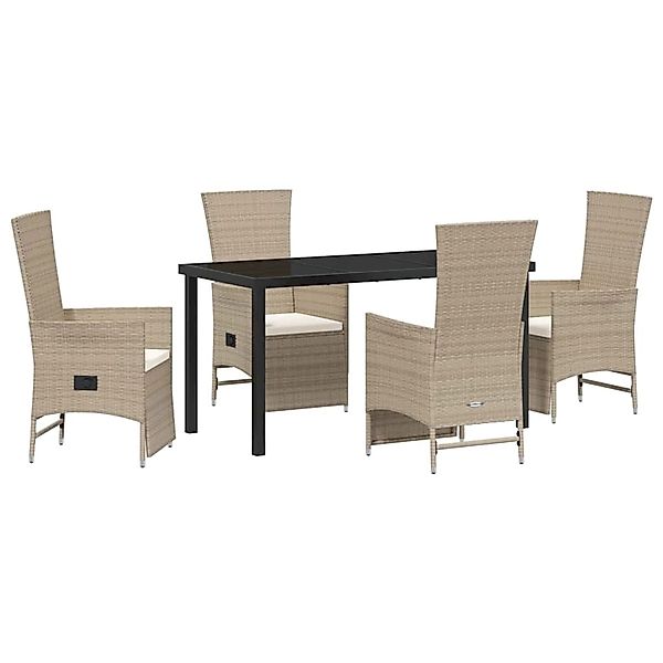 vidaXL Garten Essgruppe mit Kissen 5-Tlg Beige Poly Rattan 3379473 günstig online kaufen