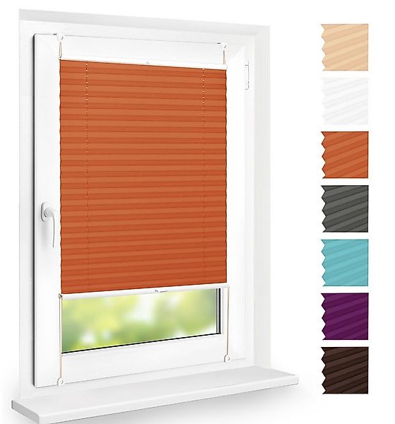 DomDeco Plissee 45x100 cm Orange, blickdicht, Ohne Bohren, Klemmfix, Sicht- günstig online kaufen