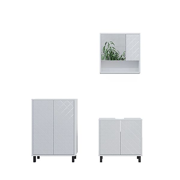 Vicco Badmöbel-Set Agasta Weiß Hochglanz 3 Teile günstig online kaufen