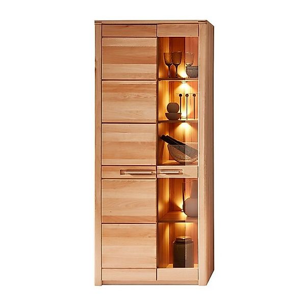 Lomadox Vitrine NEWTON-36 Front Kernbuche massiv, LED-Beleuchtung, B/H/T ca günstig online kaufen