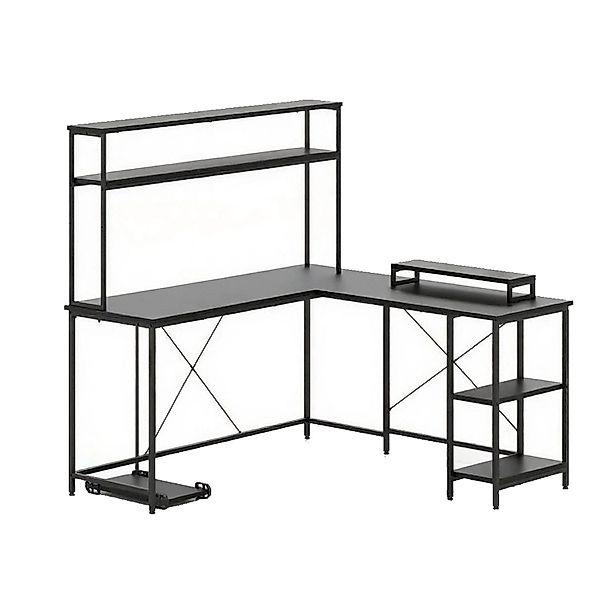 Costway L-förmiger Gaming Schreibtisch Schwarz günstig online kaufen