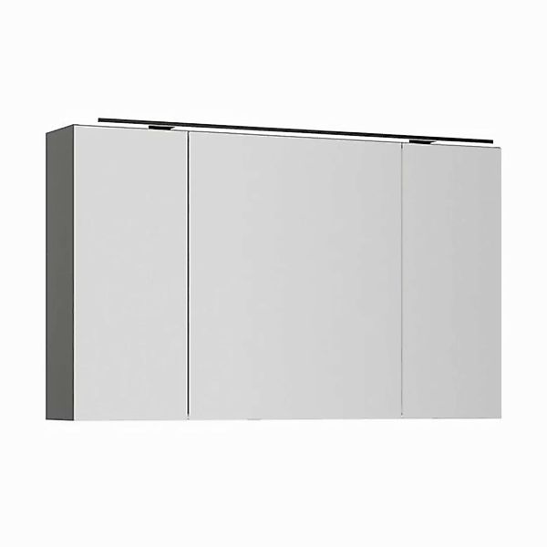 Lomadox Spiegelschrank PALERMO-136-GREY grau 120cm breit mit LED Aufsatzleu günstig online kaufen