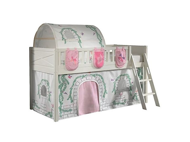 58 aufm Kessel Kinderbett Kinderbett Karyl 208x114x135 Massivholz Weiß Text günstig online kaufen
