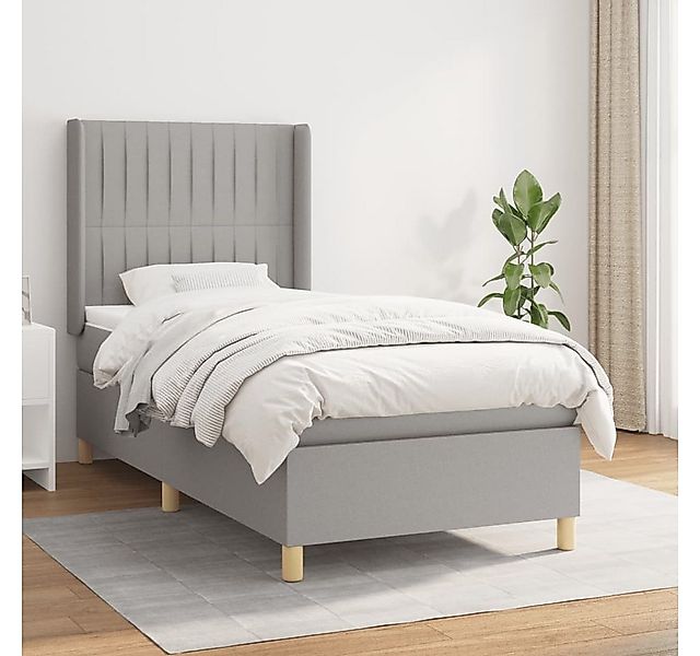 vidaXL Boxspringbett Boxspringbett mit Matratze Hellgrau 90x200 cm Stoff Be günstig online kaufen