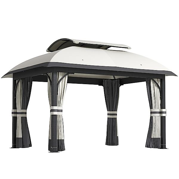 Outsunny Pavillon mit Doppeldach, 4x3,3 m Wasserabweisend Stabil Winterfest günstig online kaufen