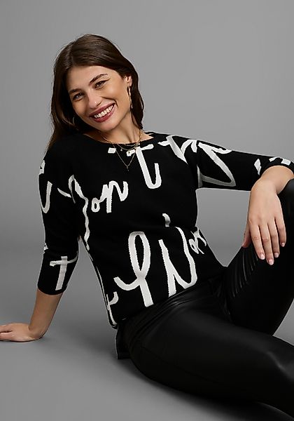 Laura Scott Jacquardpullover mit femininem Lettering günstig online kaufen