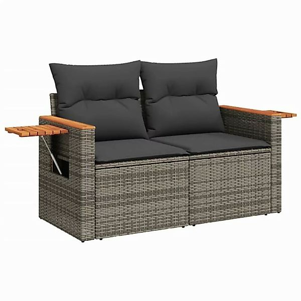 vidaXL Sofa, Gartensofa 2-Sitzer mit Kissen Grau Poly Rattan günstig online kaufen