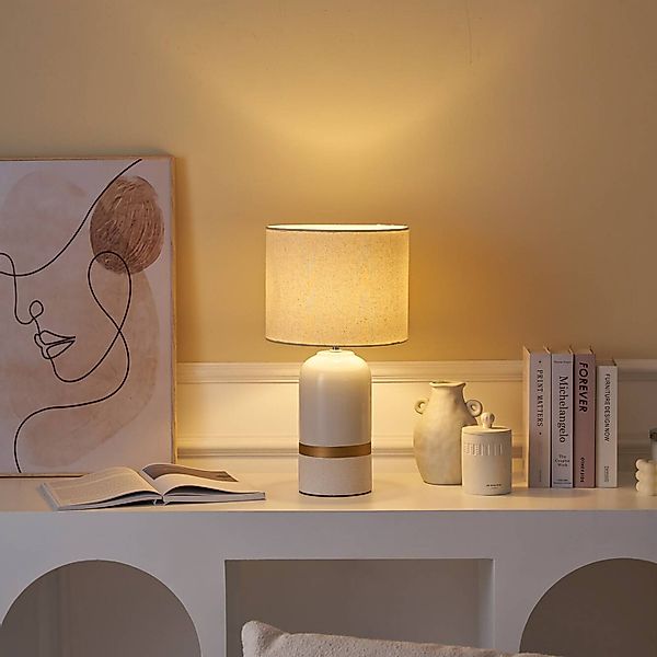 Pauleen Tischleuchte »Glowing Soul max20W Weiß/Beige 230V Stoff/Keramik«, 1 günstig online kaufen