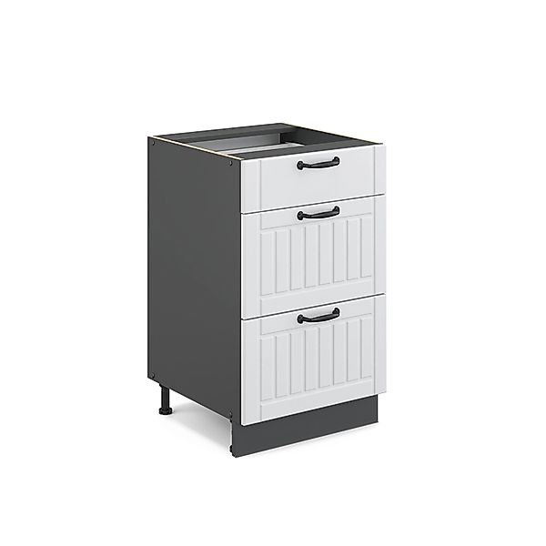 Vicco Küchenunterschrank Fame-Line Weiß Landhaus/Anthrazit 50 cm ohne Arbei günstig online kaufen
