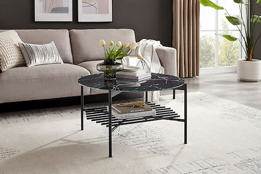 SalesFever Couchtisch, (1 St.), Glasplatte in Marmoroptik günstig online kaufen