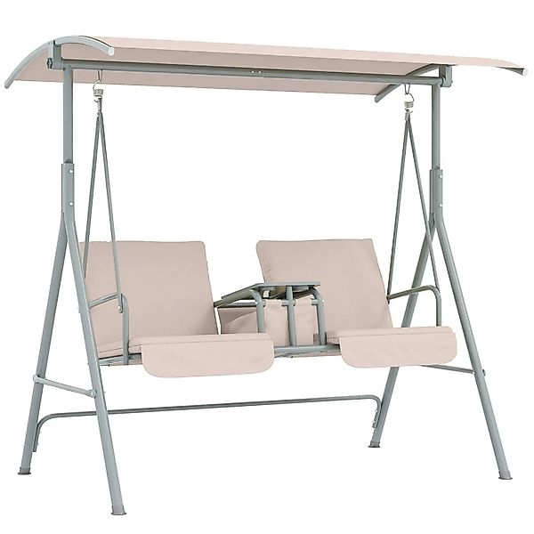 Outsunny Hollywoodschaukel mit Becherhalter 175 x 112 x 165 cm Beige günstig online kaufen
